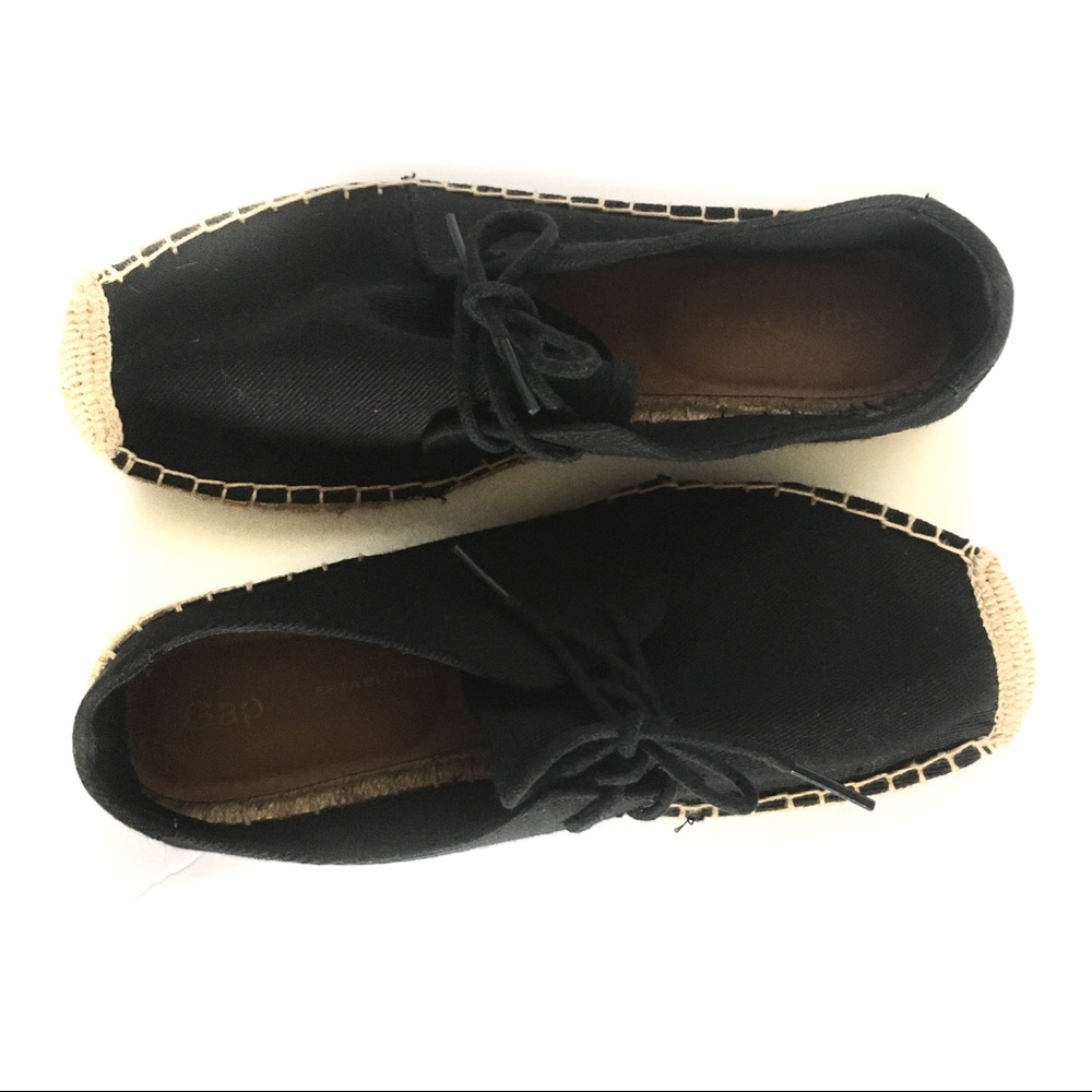 GAP Black Espadrilles Lace Up Flats